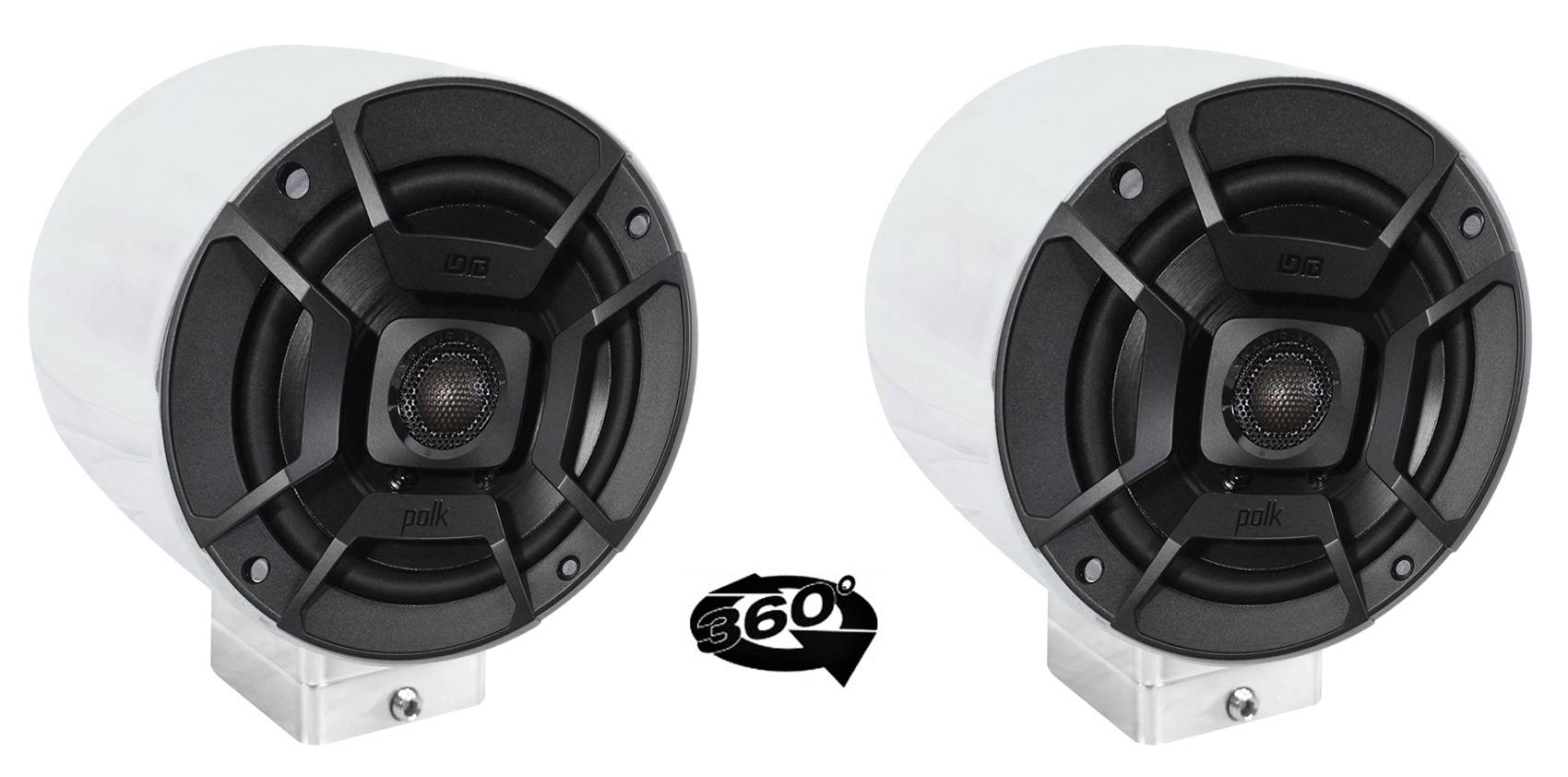 (2) Polk Audio 5.25" 360° Degree Swivel Chrome Surface Mount Boat