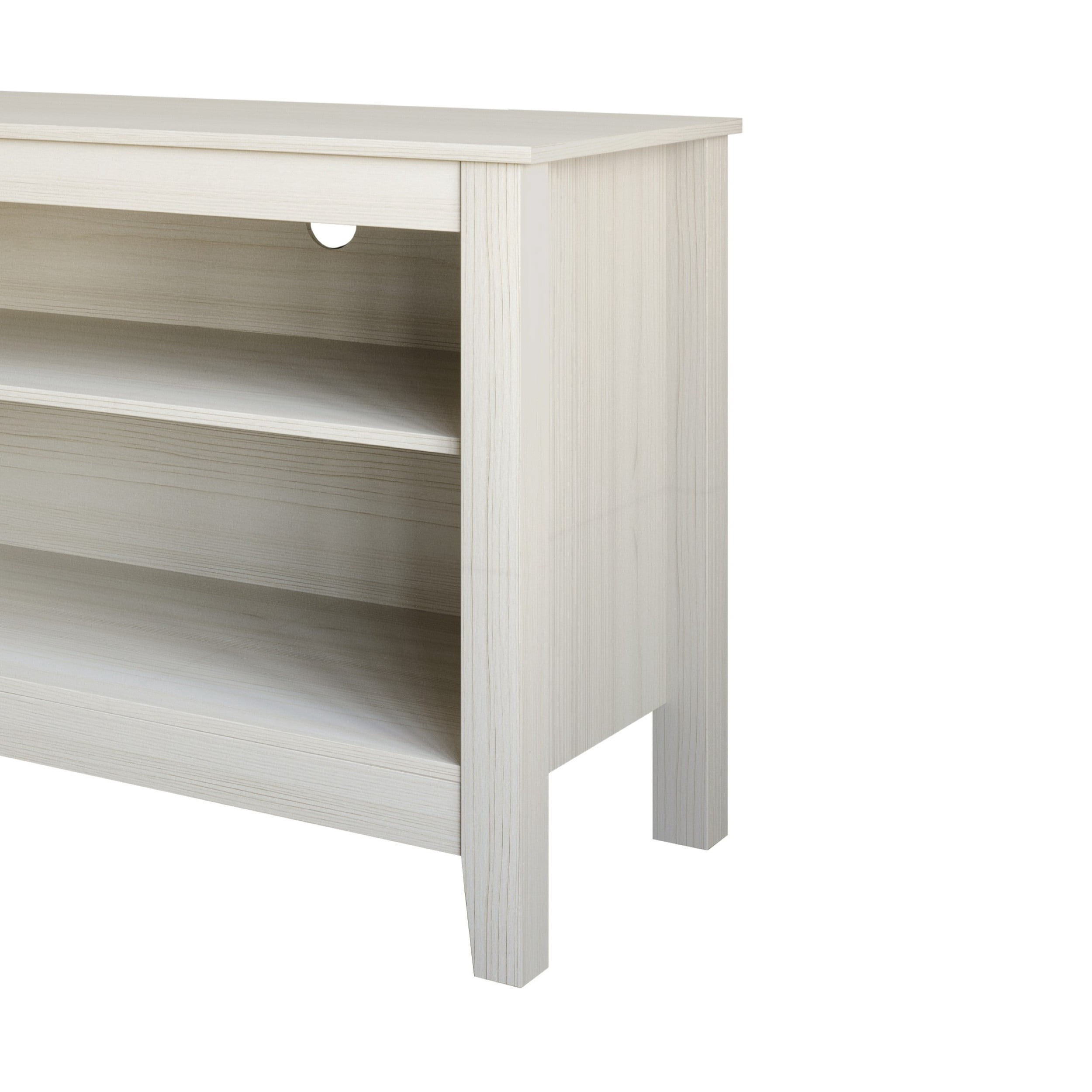 Home Design Kittery TV Stand with Open Shelves and Cable Management, Sturdy Legs, Modern Design for Living Room, Light Gray Finish