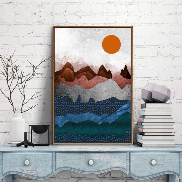 IDEA4WALL Framed Canvas Prints Wall Art Abstract Mountain Nature