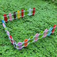 Mokoboho 45inch Miniature Fairy Garden Fence with Rainbow Wood