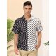 thumbnail image 2 of Lars Amadeus Camisa hawaiana de patchwork con botones y mangas cortas de lunares de verano negro XL, 2 of 6