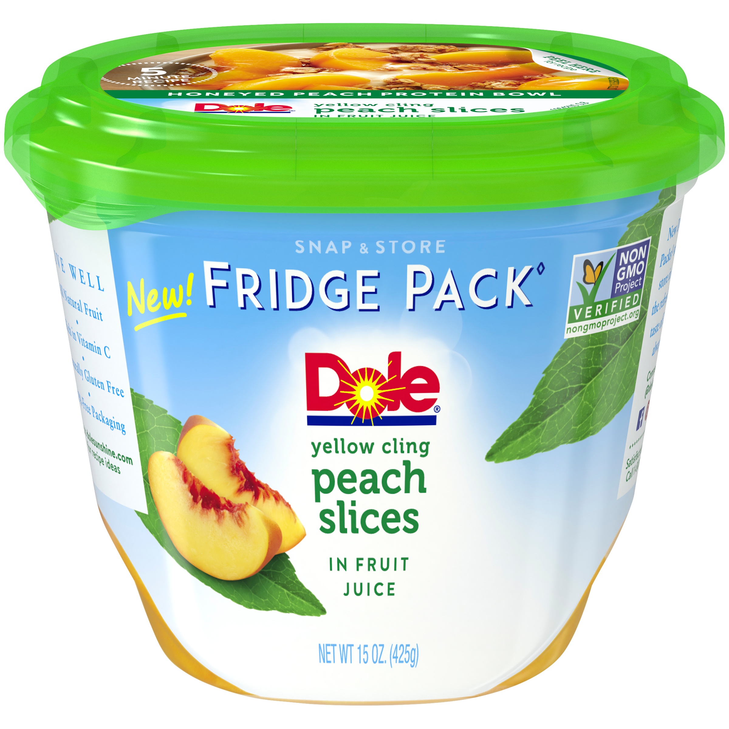 Dole Fridge Packs Peach Slices In Fruit Juice Resealable Container 15 Oz Tub Walmart Com Walmart Com