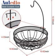 Auledio Metal Fruit Basket Bowls with Banana Tree, Freestanding Fruit Organizerfor Kitchen, Bronze
