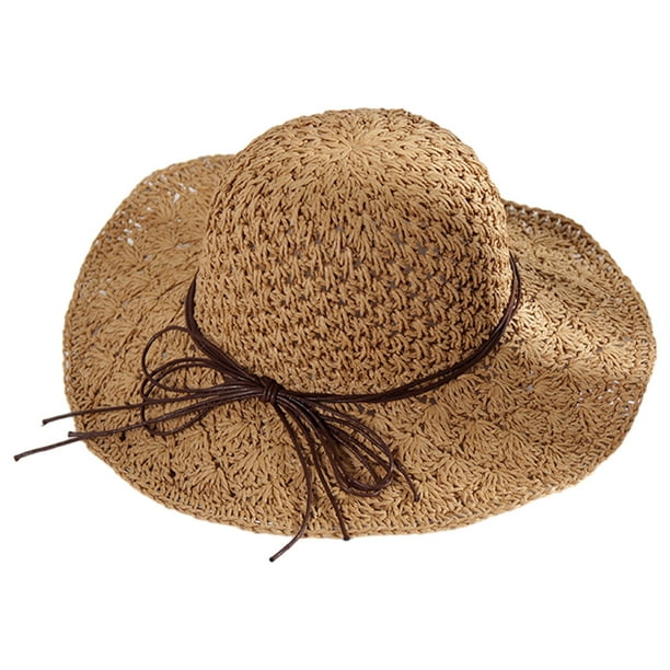 Sombrero de paja, gorras de ala ancha para mujer, sombreros de paja plegables para playa de verano, sombrero de playa para el sol para mujer, ala ancha