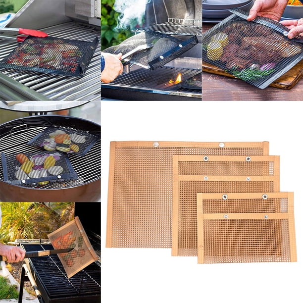 3 bolsas duraderas para , bolsa para parrilla de de carbón, bolsa organizadora de malla, herramienta de limpiar para jardín, , cobre Macarena parrilla de malla