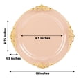 thumbnail image 4 of YOPTOP 10 Pack | Clear/Gold Baroque 8” Round Plastic Dessert Salad Plates  Disposable Tableware with Leaf Embossed Gold Rim,dustyrose,10", 4 of 60
