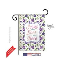 Breeze Decor 53002 Jesus Lives Here 2-Sided Impression Garden Flag - 13 x 18.5 in.
