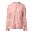 thumbnail image 5 of Towmus Women's Dressy Casual Blouse Tops Fall Spring Puff Long Sleeve Button V Neck Hollow Out Lace Embroidered Shirts, 5 of 7