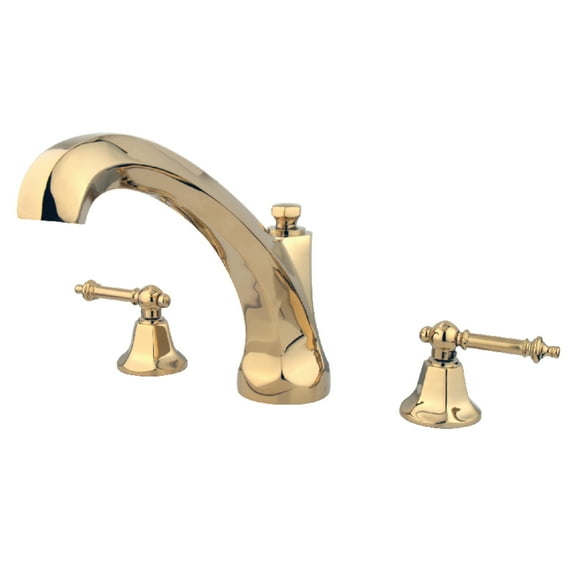 Kingston Brass KS4322TL Metropolitan Two-Handle Deck Mount Roman Tub Faucet, Polished Brass