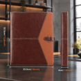 Brown 3 Ring Binder Organizer PU Leather A4 Letter Size Business ...