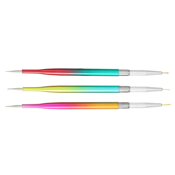 Unique Bargains 3 Pcs Double Ended Nail Art Brushes Including Nail Liner Brush and Nail Dotting Pens