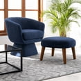 thumbnail image 3 of CQSXDA Upholstered Lazy Chair with Ottoman in Stylish Design, Compact Size Reading Chair for Small Spaces and Corners，Blue, 3 of 6