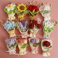 thumbnail image 2 of MOMOJIA Artistic Knitted Floral Bouquet Keychain Handmade Crochet Bouquets Metal Keychain for Backpacks Charm Desk Decoration, 2 of 12