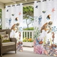 thumbnail image 5 of Outdoor Curtains for Patio Waterproof, Brown Turtle Coastal Windproof Pravicy Outside Porch Blackout Curtain, Summer Beach Coral Seahorse Botanical Sun Blocking Grommets Curtains 2 Panels 54"x84", 5 of 9
