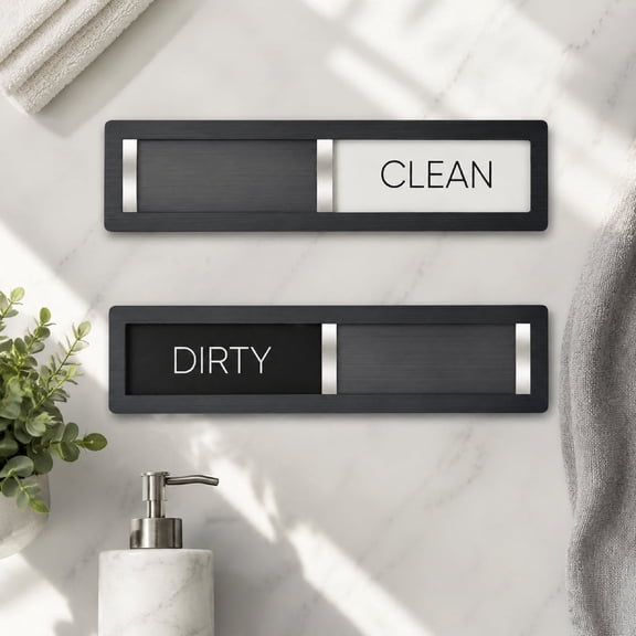 Dishwasher Magnet Clean Dirty Sign, 304 Stainless Steel, Matte Black, Strong Magnet for Dishwashers