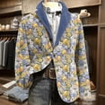 thumbnail image 2 of Dwelliawo Easter Corduroy Blazer Men Formal Graphic Printed Wear Long Sleeve Suit Jacket Corduroy Sport Coats Single Breasted Printedout Slim Fit Blazer Formal Business Mens Blazer White 3XL, 2 of 5