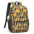 thumbnail image 2 of Boston Terrier Orange Pattern 17" Waterproof Oxford School Backpacks for Teens, S-Shape Padded Straps, for School, Travel, Hiking, Camping, 2 of 5