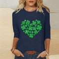 thumbnail image 1 of T-Shirt Ample à Manches Trois-Quarts et Col Rond Imprimé pour la Saint-Patrick pour Femmes, 1 of 5