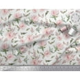 thumbnail image 2 of Soimoi White Cotton Duck Fabric Flower & Leaves Watercolor Printed Fabric 1 Yard 56 Inch Wide, 2 of 3