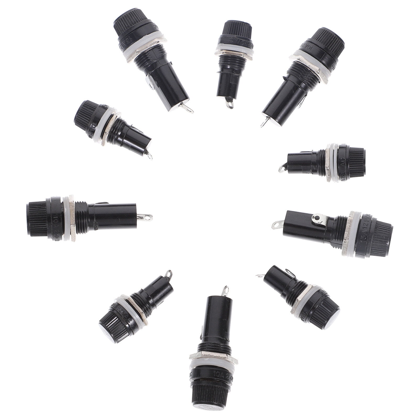 PBPBOX 16Pcs Black Fuse Holders Panel Mounts for Car Audio Equipment Electrical Protection 3.5X1.5X1.5In