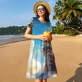 thumbnail image 4 of Balery Blue Sky Winged Cat Vestidos sueltos de manga corta para mujer, vestidos de verano 2025, vestidos casuales de corte A con vuelo., 4 of 6