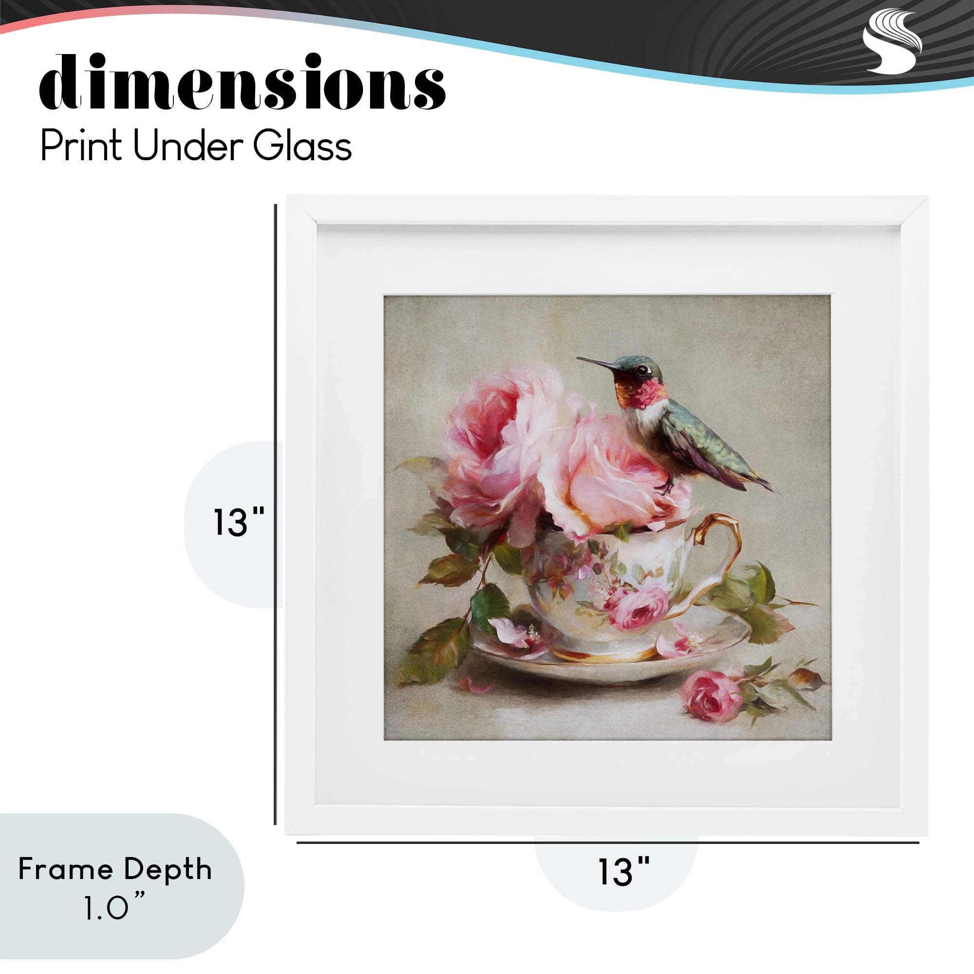 Stupell Industries Hummingbird & Tea Cup White Framed Print Under Glass, design by Tina LeCour