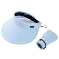 thumbnail image 3 of Sun Visor Hats for Women Wide Brim UV Protection Adjustable Large Golf Beach Cap Packable Travel Sport Visor/Blue, 3 of 8