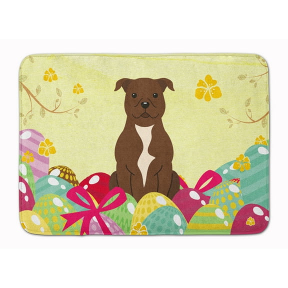 Easter Eggs Staffordshire Bull Terrier Chocolate Machine Washable Memory Foam Mat