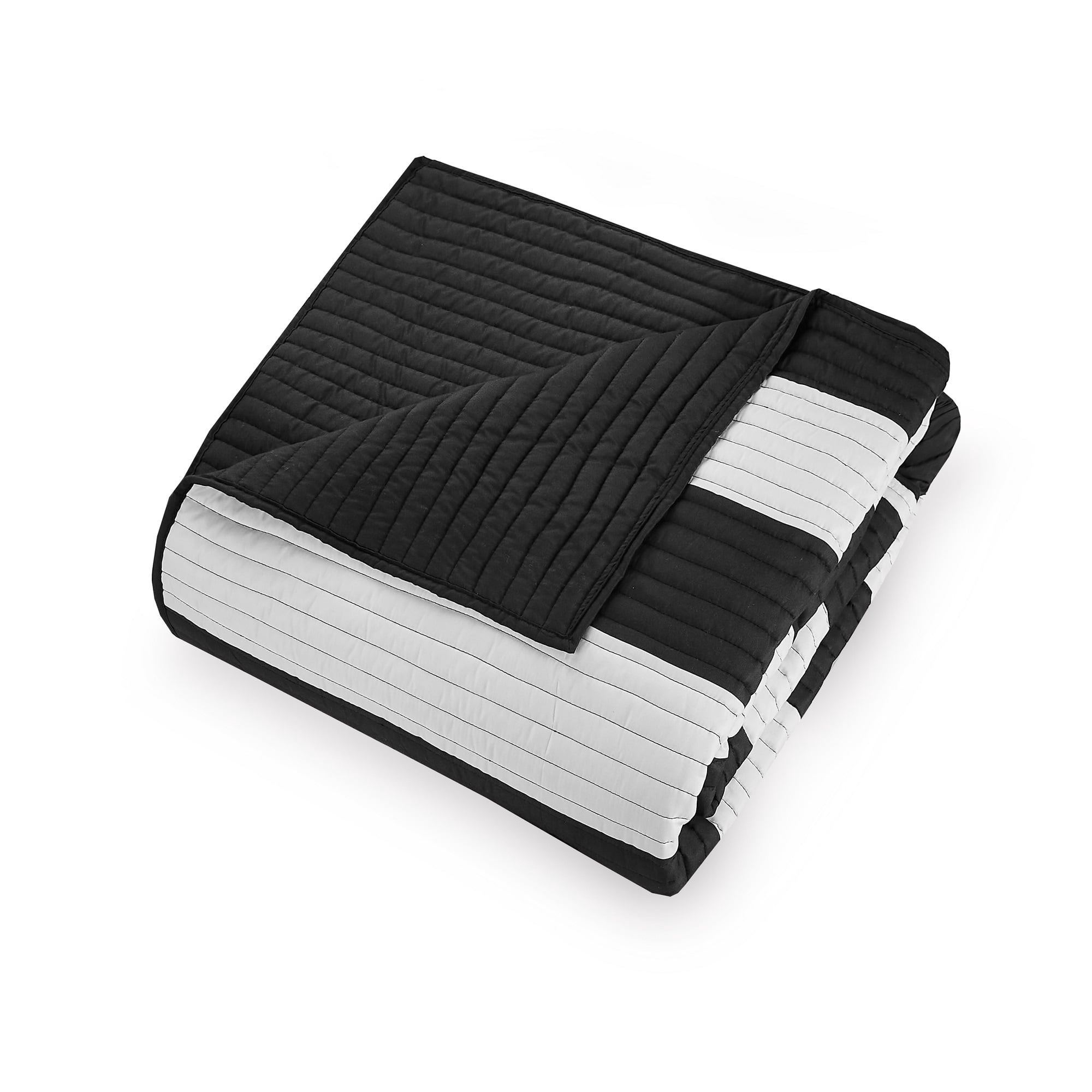 Urban Playground Kids and Teens Lavelle Stripe Black/White 3-Piece Quilt Set, Full/Queen