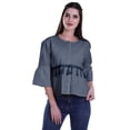 thumbnail image 4 of Moomaya T-Shirt à Manches Cloche pour Femmes Col Rond Imprimé Coton Crop Top Décontracté, 4 of 4