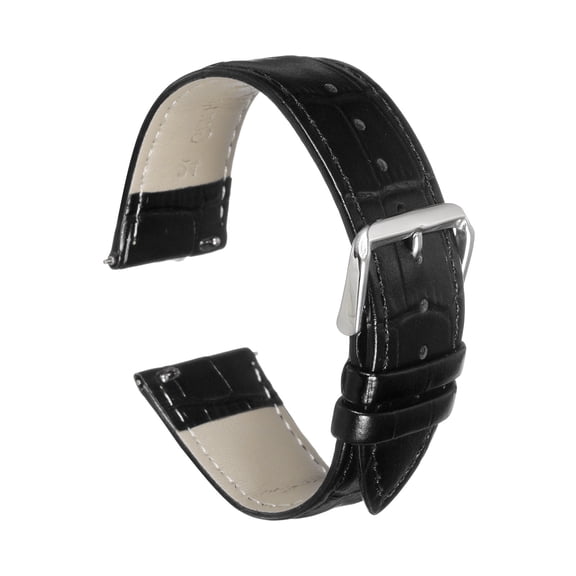 Uxcell Quick Release Leather Watch Band 24mm Embossed Pattern Leather Watch Strap Replacement for Men Women, Black