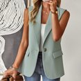 thumbnail image 2 of Chaleco sin mangas para mujer Turn Down Collar Office Lady Vest Traje de trabajo con un solo botón FLhrweasw Nuevo, 2 of 8