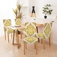 thumbnail image 2 of Classic Ornamental Golden Luxurious Floral Damask Dining Chair Covers Set of 4 Stretch Chair Slipcovers Removable Washable Chair Seat Covers Protector for Dining Room,Kitchen,Hoteland Party, 2 of 5
