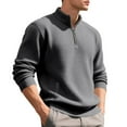 thumbnail image 6 of zejinsd Fall Sweatshirts for Men Solid Colors Long Sleeve Quarter Zip Pullover Waffle Shirt Lightweight Warm Sweatshirts, 6 of 9