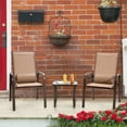 thumbnail image 2 of Costway 3PCS Patio Bistro Furniture Set Adjustable Back Stackable Chairs Brown, 2 of 10