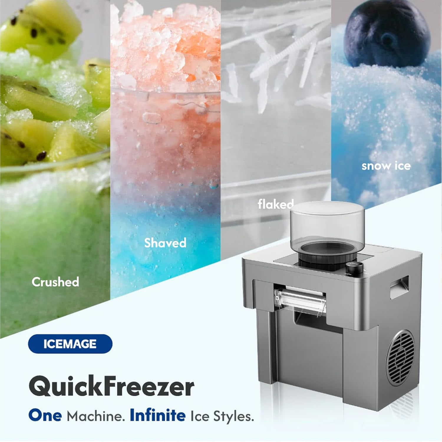 Ice Machine with 15 Ice Modes, 60s Fast Making Slushies, Smoothies, and Margaritas, for Home, or Outdoor Use