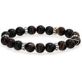 thumbnail image 2 of Natural Brown Agate 10mm Round Shape Smooth Cut Beads Stretchable Bracelet for Men & Women., 2 of 3