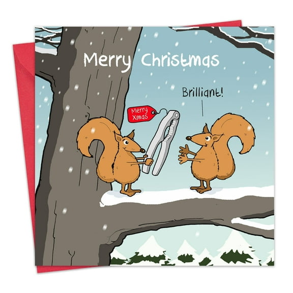 Twizler Funny Christmas Card - Squirrels & Nutcracker - Happy Christmas Card - Xmas Card Men Women