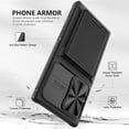 thumbnail image 6 of SaniMore Case for Samsung Galaxy S23 Ultra 6.8" 2023, [Tough PC Back PU Leather Skin] Card Slot + Magnetic Car Mount + Sliding Cover Shockproof Anti-slip Hybird Heaavy Duty Protective Shell, Blue, 6 of 8