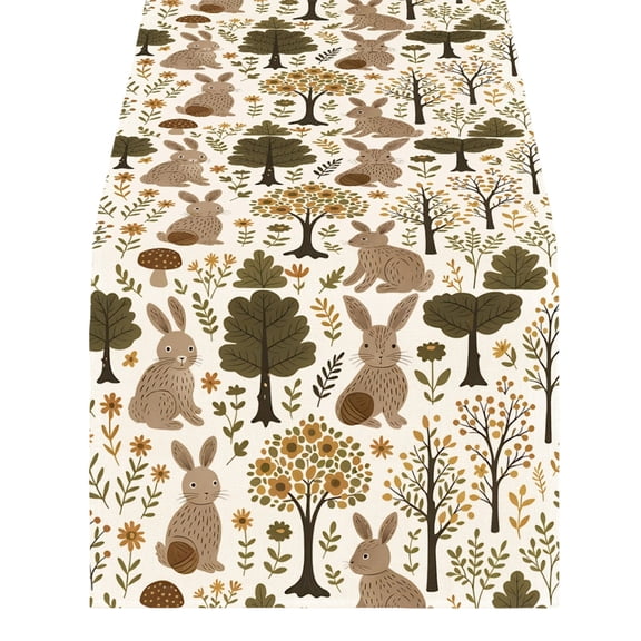 SLYNSHome Bunny Rabbit Easter Table Runner,Spring Seasonal Kitchen Dining Table Decoration for Home Party Decor