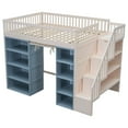 thumbnail image 6 of Euroco Wood Full Size Loft Bed with 2 Shelves and Storage Staircase, Curtain and Cabinetsfor Kids Teens, 6 of 11