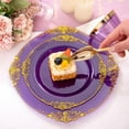 thumbnail image 2 of 175PCS Purple Plastic Plates - Disposable Purple Gold Party Plates & Pre Rolled Napkins with Cutlery for 25 Guests, 50Plates, 75Silverware, 25Cups, 25Napkin for Wedding & Party, 2 of 18