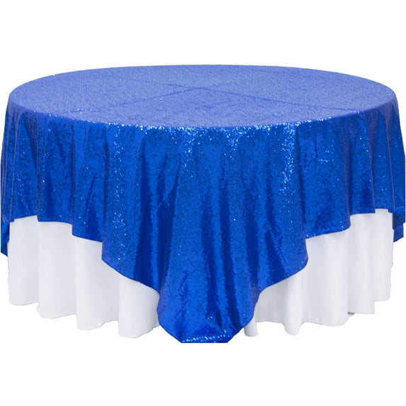 12 Pieces, Glitz Sequin Table Overlay Topper 90"x90" Square - Royal Blue
