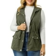 thumbnail image 5 of Unique Bargains Women's Plus Cargo Drawstring Waist Sleeveless Jacket, 5 of 7
