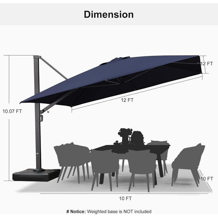 Purple Leaf Outdoor Offset Umbrella 12 ft Square Large Aluminum Patio Umbrella with 360-degree Rotation Cantilever Umbrella for Garden Outdoor Pool, Purple Leaf Outdoor Offset Umbrella 12 ft Square Large Aluminum Patio Umbrella with 360-degree Rotation Cantilever Umbrella for Garden Outdoor Pool,