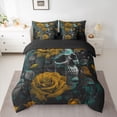 thumbnail image 2 of Homewish Gold Rose Floral Bedding Comforter Set 7pcs for Lover, Romantic Gothic Skull Queen Bedding Sets, Couple Anniversary Reversible Queen Sheet Sets, Luxury Bedroom Decor, 2 of 7