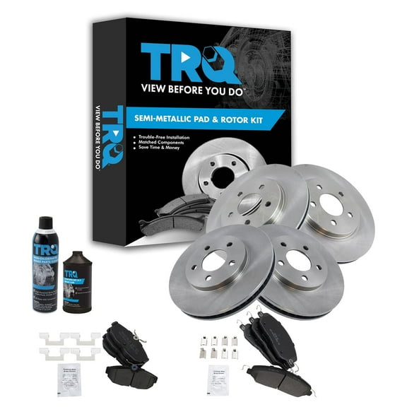 TRQ Metallic Brake Pad & Rotor Front & Rear Kit w/Fluids for 05-10 Ford Mustang BKA15760