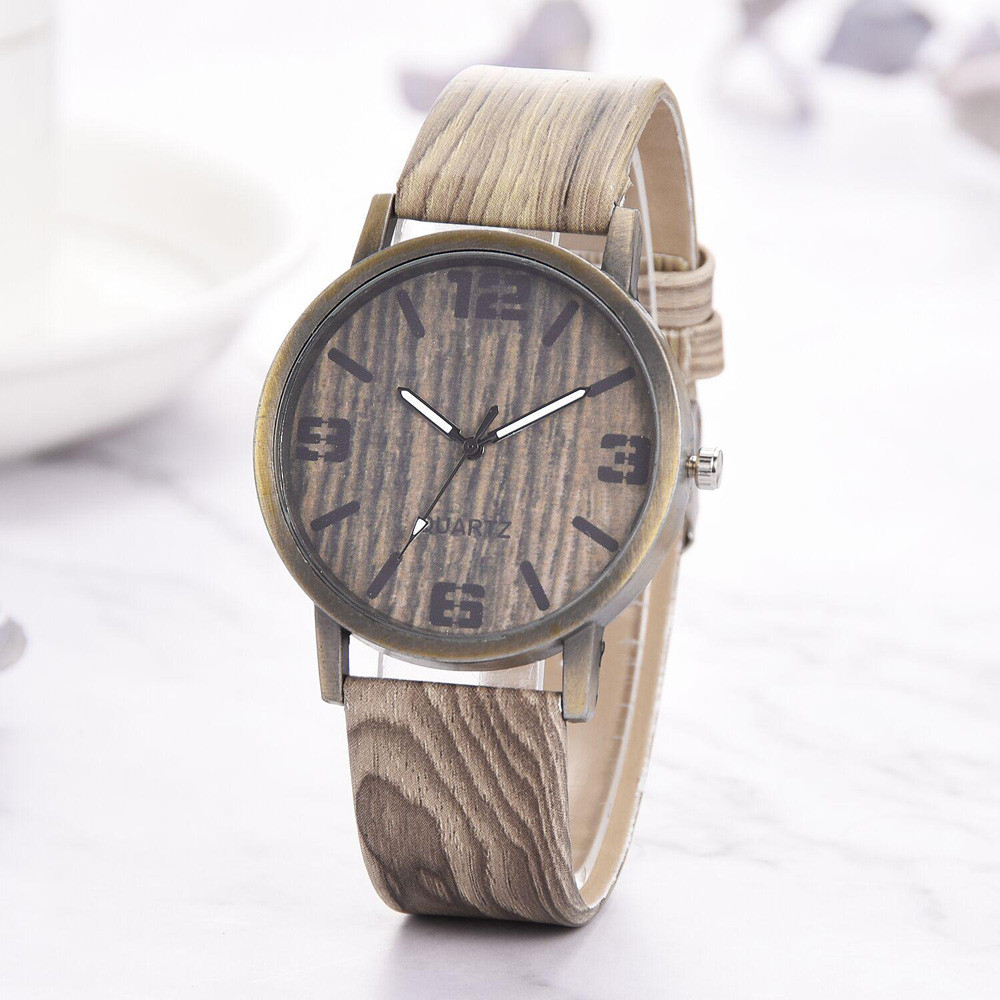 Vintage Wood Grain Watches Fashion Women Quartz Watch Wristwatch 4