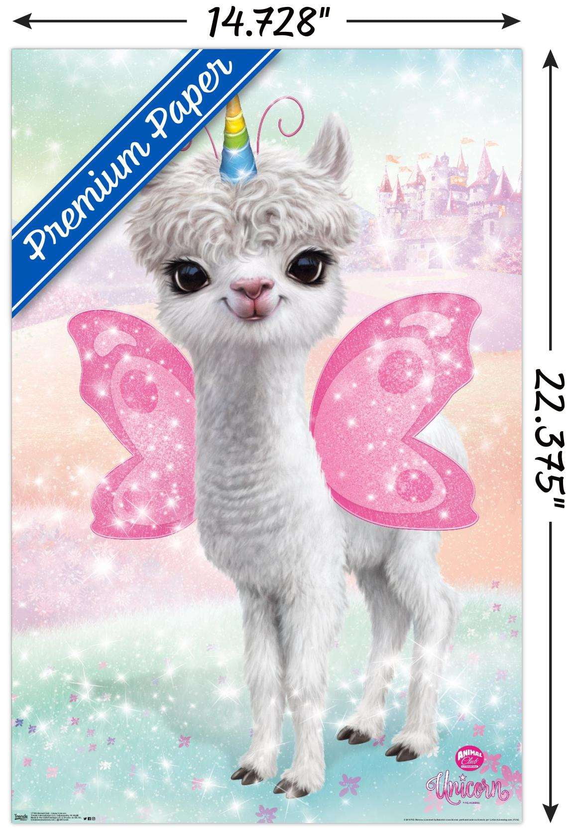 Animal Club - Lama Unicorn Wall Poster, 14.725" x 22.375"
