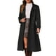 thumbnail image 1 of Abrigo de trench de ante sintético INSPIRE CHIC para mujer, con solapa, de doble botonadura, con cinturón y mangas largas, talla XL, color negro, 1 of 6